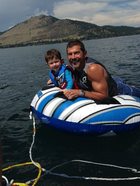 Luke and Shawn tubing! Flathead Lake, Polson, Montana