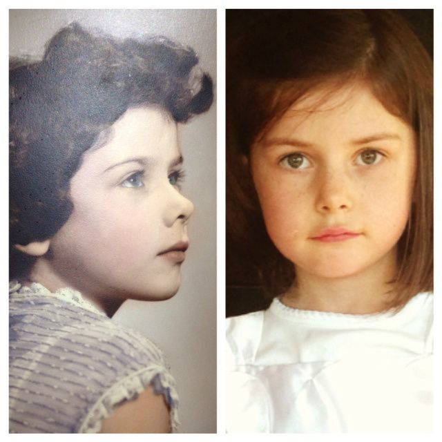 And just for fun, this is my mother in law around Macy's age (on the left). It actually gives me chills. I know many of you don't really see Macy often but this looks exactly like her. I wish I had a pic of Macy from the same angle so you could really tell. I need to do that!